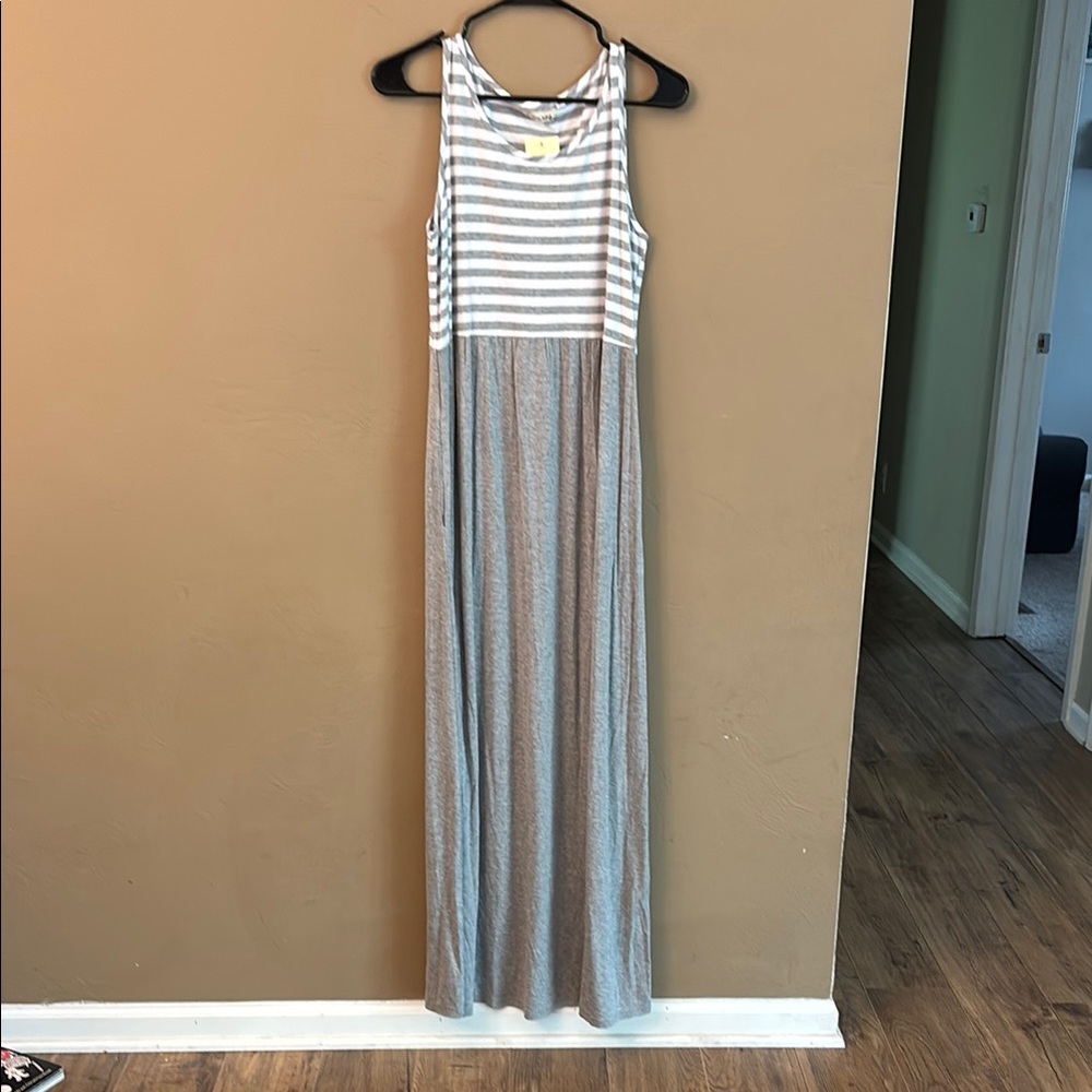 Striped Gray Maxi Dress